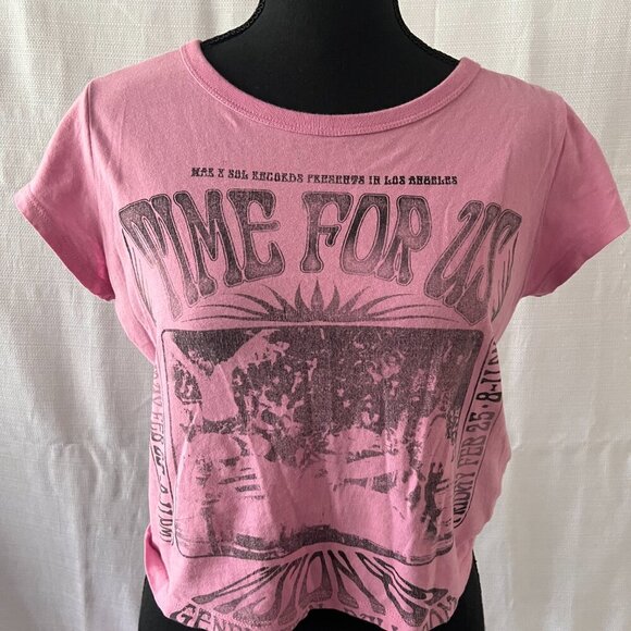 Hollister Pink Cropped Vintage Top Time For Us super cute summer tee - 0324 - Picture 2 of 5
